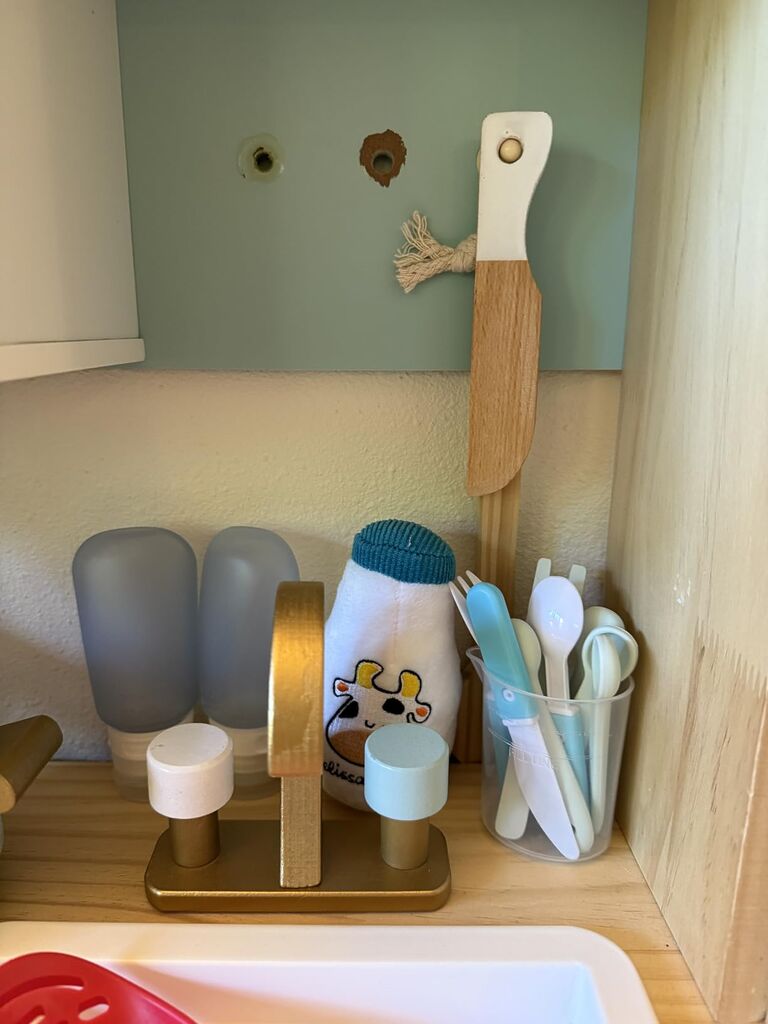 ROBUD Wooden Play Kitchen Set for Kids, Pretend Kitchen Toy | Realistic wooden kitchen playset with stove, oven, microwave, sink and accessories for imaginative pretend cooking fun. customer photo 2