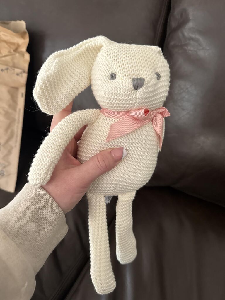 100% Organic Cotton Blue Teddy Bear Plush, 6.5 Inch Baby Stuffed Animal for Newborn customer photo 2