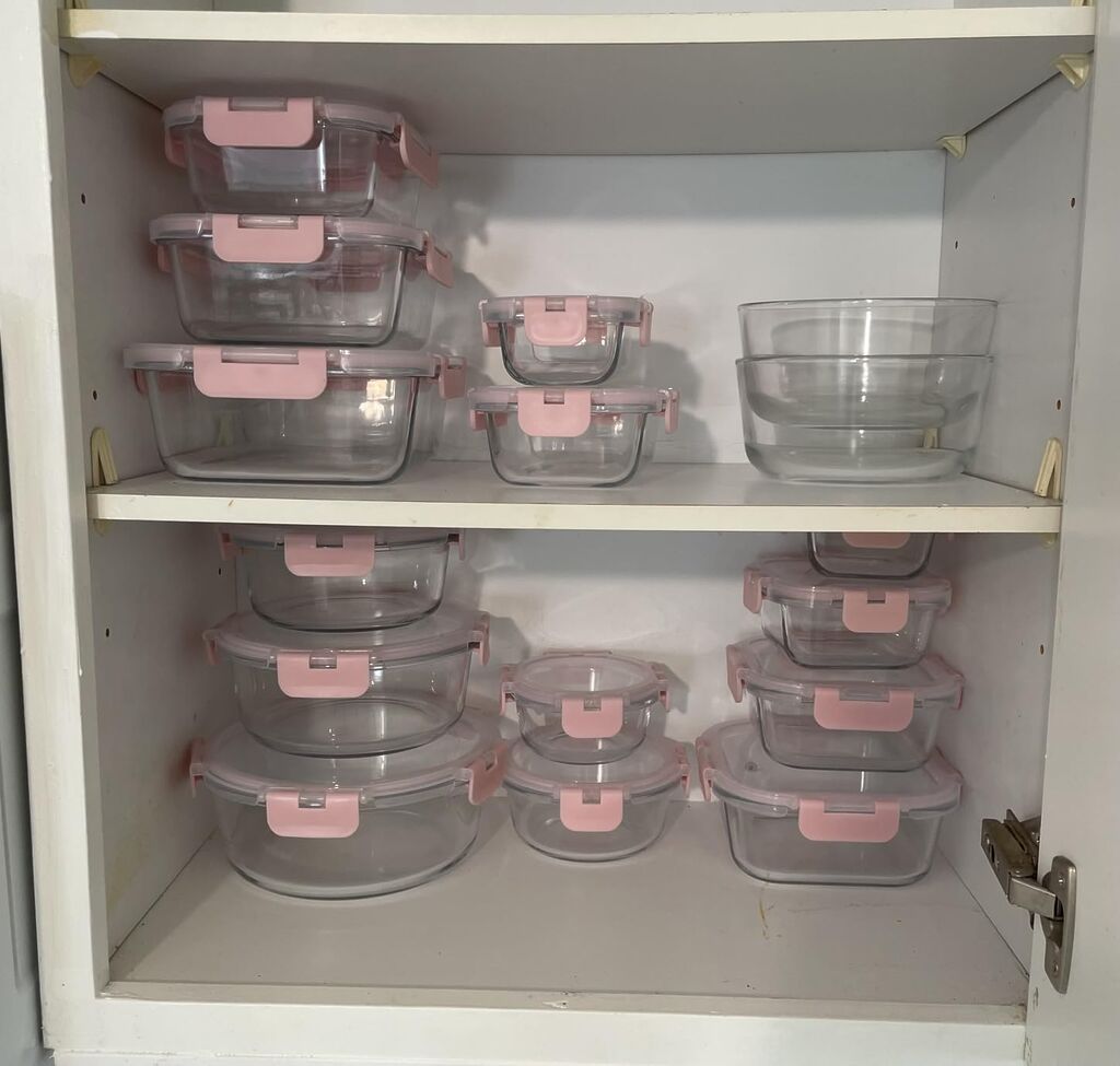 KOMUEE 30 Pieces Glass Food Storage Containers Set, Glass Meal Prep Containers Set with Snap Locking Lids, Airtight lunch Containers for Microwave, Oven, Freezer & Dishwasher,Gray customer photo 1