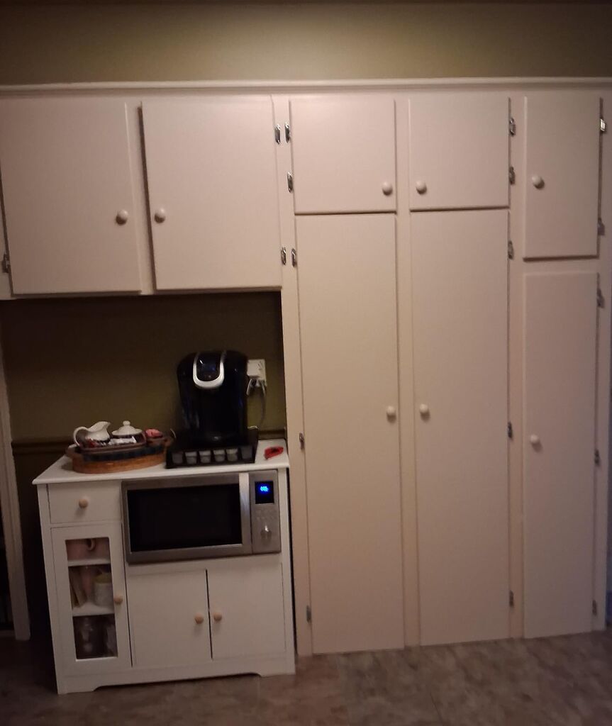 HORSTORS Microwave Cabinet, Kitchen Storage Cabinet with 3 Doors and 1 Drawer, Buffet Sideboard with Adjustable Shelves, Microwave Stand for Kitchen, Dining Room, White customer photo 2