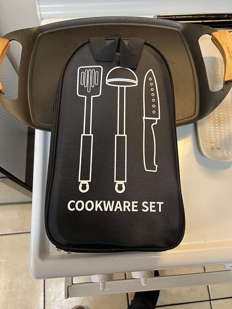 Camping Cooking Utensils Set, Stainless Steel Grill Tools, Camping BBQ Cookware Gear and Equipment for Travel Tenting RV Van customer photo 1