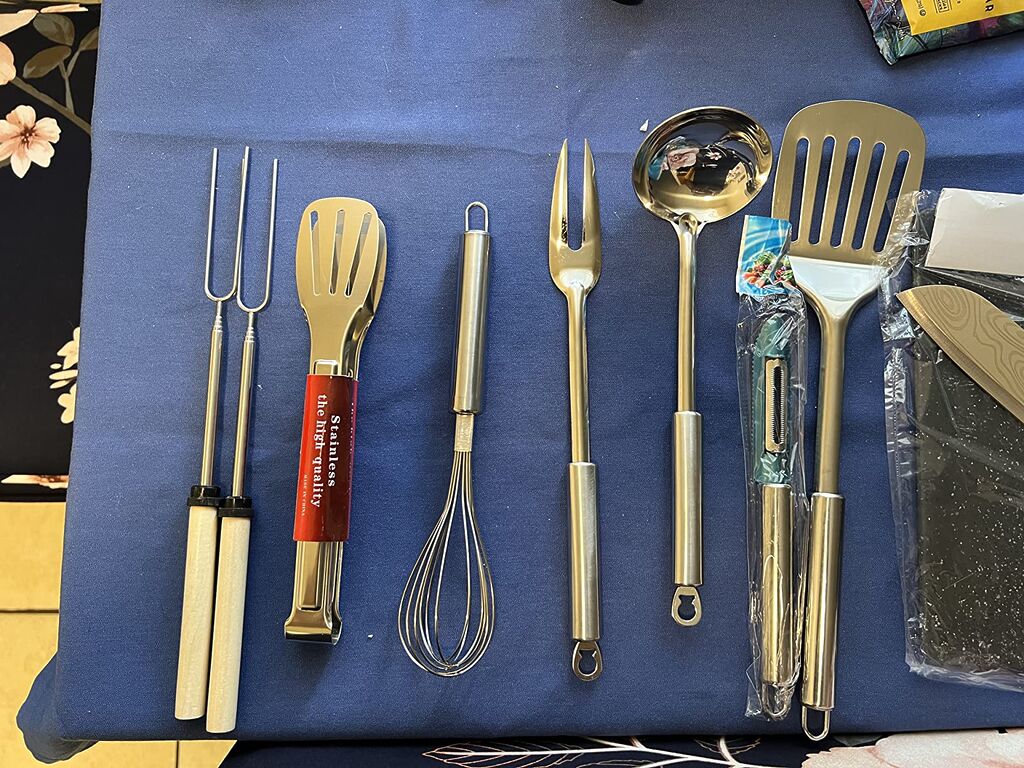 Camping Cooking Utensils Set, Stainless Steel Grill Tools, Camping BBQ Cookware Gear and Equipment for Travel Tenting RV Van customer photo 2