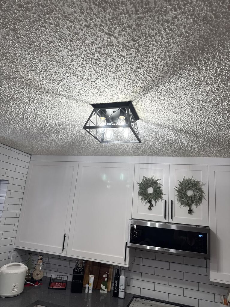 FadimiKoo Flush Mount Ceiling Light Fixtures for Kitchen Hallway, 4-Light Close to Ceiling Lighting, Industrial Farmhouse Square Cage Ceiling Lamp for Dining Room, Living Room customer photo 2