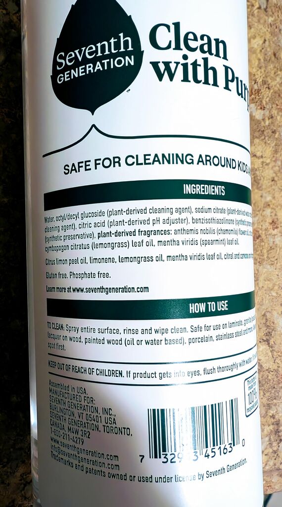 Seventh Generation All Purpose Cleaning Spray Surface Cleaner Lemon Chamomile scent Cuts Grease 23 oz, Pack of 4 customer photo 2