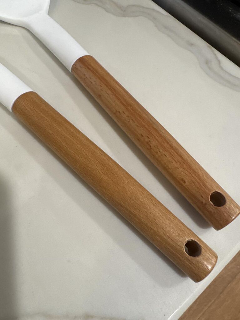 Pack of 2 Silicone Cooking Spatula, Heat Resistant Solid Turner, Non Stick Slotted Spatulas with Wooden Short Handle customer photo 2