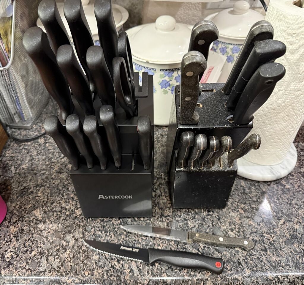 Astercook Knife Set for Kitchen with Block and Sharpener 15pcs German customer photo 1