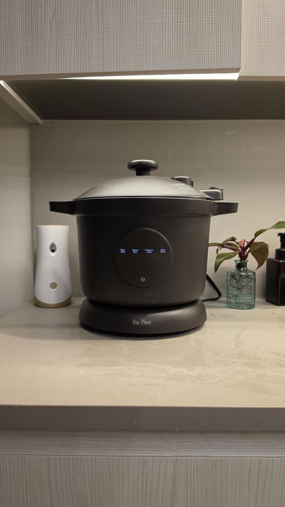 Our Place Dream Cooker | 6 Qt Ceramic Nonstick Multicooker & Pressure Cooker with Touchscreen Controls & Auto Steam Release | 4 Modes: Pressure Cook, Sauté/Sear, Slow Cook & Warm | Blue Salt customer photo 1