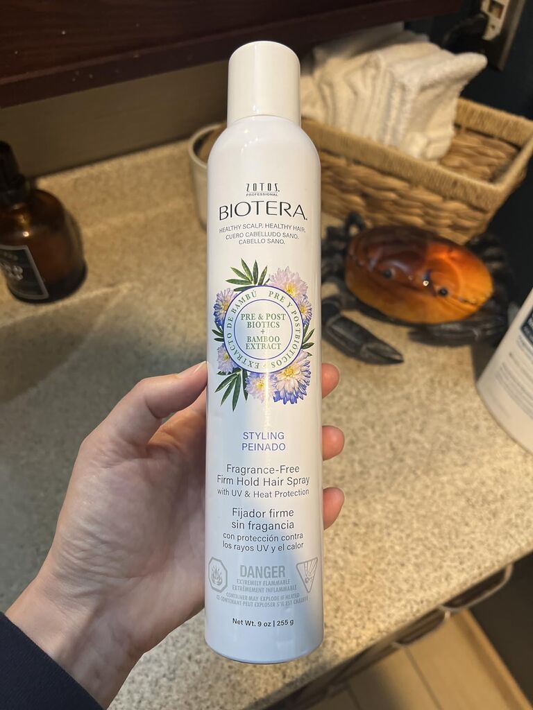 Biotera Styling Fragrance-Free Firm Hold Hair Spray | UV & Heat Protection | 50 VOC | Vegan & Animal Test Free | Paraben & Sulfate Free | Color-Safe | 9 Fl Oz customer photo 1