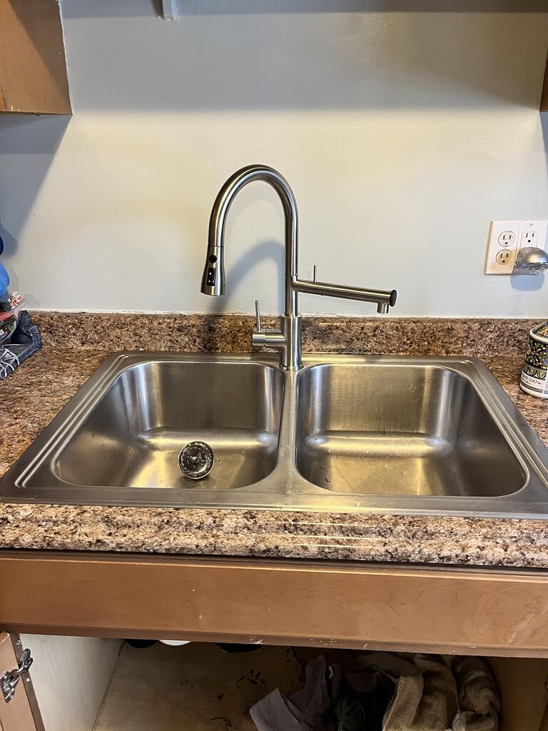 FEELSO Kitchen Faucets, Upgraded Filter Water Kitchen Faucet with Pull Down Sprayer, Brushed Nickel Stainless Steel High Arc 1 Or 3 Hole Kitchen Sink Faucet for Remove Lead, Chlorine, Bad Taste & Odor customer photo 2