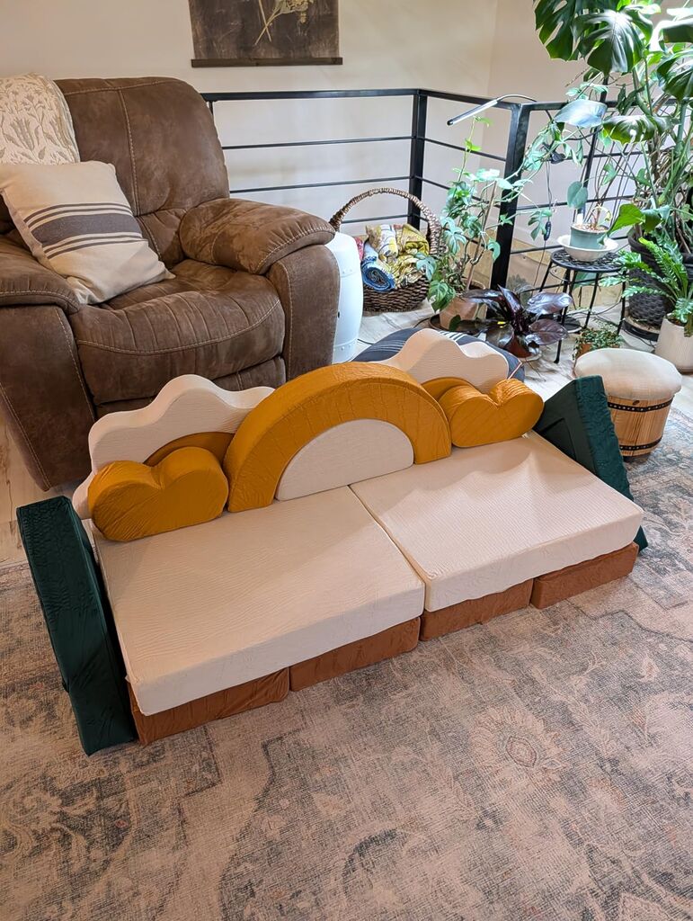 18PCS Modular Kids Play Couch - Junlge Theme Toddler Couch Building Fort, Convertible Sofa Multifunctional Kids Sofa, Toddler Baby Playroom/Bedroom Furniture for Playing, Sleeping customer photo 2