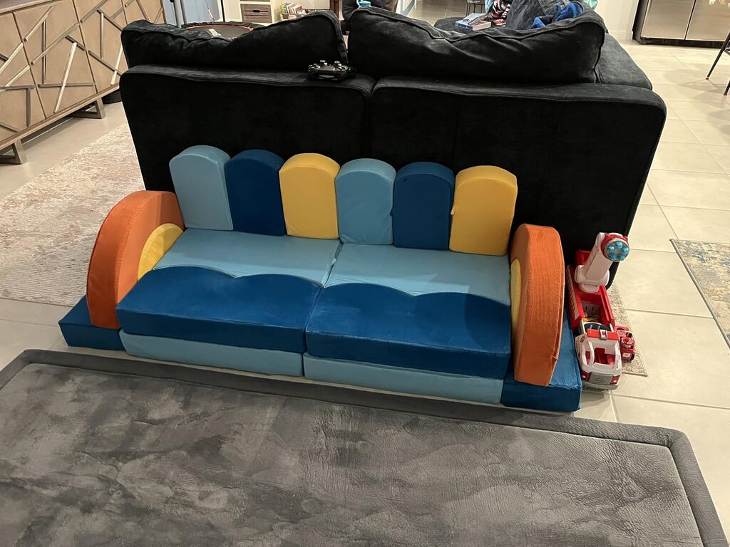 22Pcs Modular Kids Play Couch for Toddler - Kids Sofa Bed for Playroom, Convertible Furniture Ocean Theme Modular Sofa Building Fort for Inspiring Creativity customer photo 1