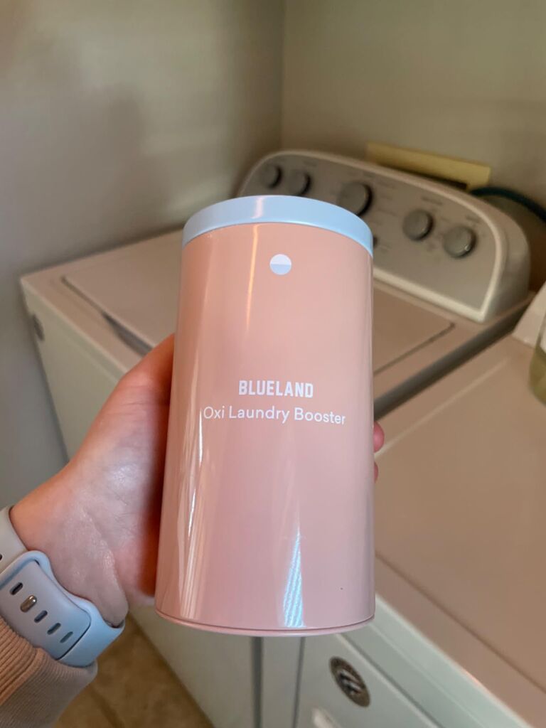 BLUELAND Oxi Laundry Booster Powder with Tin, Starter Set, Fragrance Free & Clear, 25 Loads, 17.6 oz, Plastic-Free customer photo 2