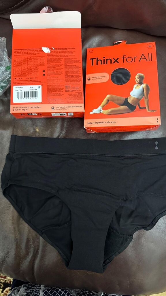 Thinx for All Period Underwear, Everyday Comfort Brief, Holds Up to 12 Regular Tampons, Period Panties, Leakproof, Reusable & Controls Odor, Black, 2 Pack customer photo 1