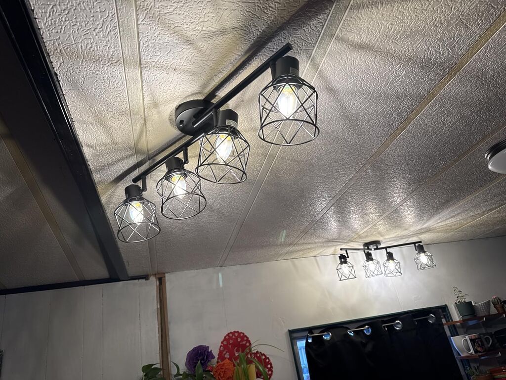 4-Lights Semi Flush Mount Ceiling Light, Adjustable Multi-Directional Light Fixtures, Rotatable Farmhouse Light Fixtures Mount with Metal Cage for Dining Room, Living Room customer photo 1