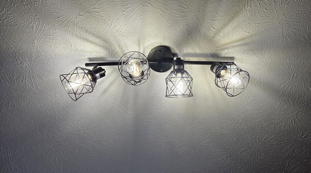 4-Lights Semi Flush Mount Ceiling Light, Adjustable Multi-Directional Light Fixtures, Rotatable Farmhouse Light Fixtures Mount with Metal Cage for Dining Room, Living Room customer photo 2