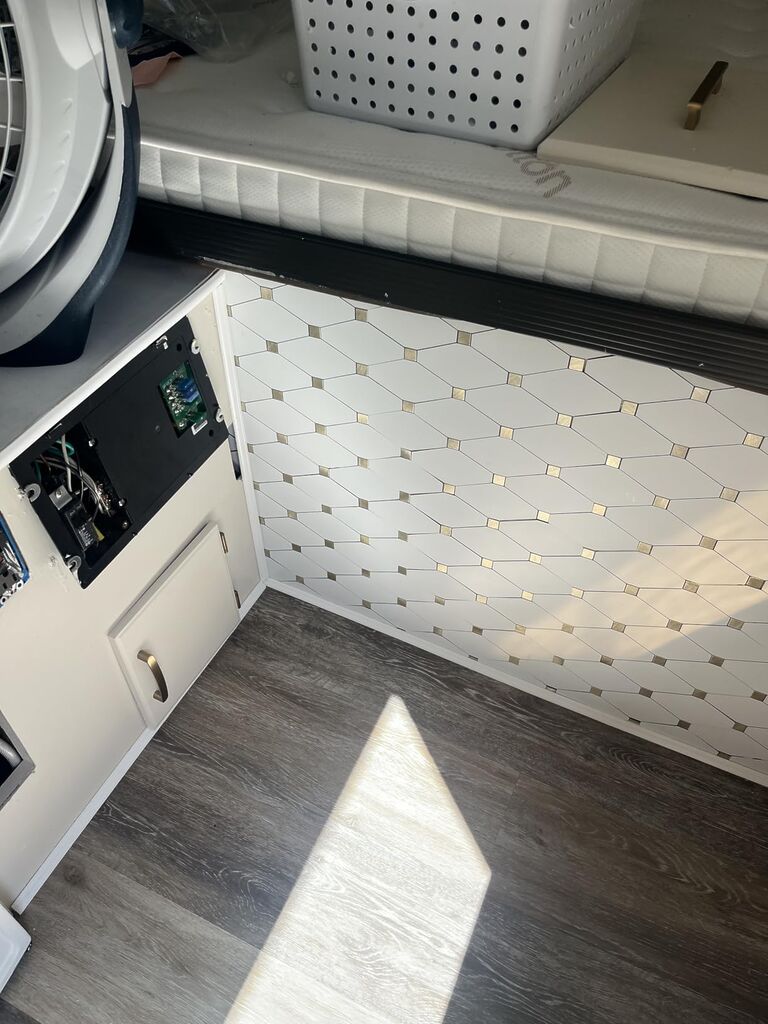 STICKGOO 10 Sheets Peel and Stick Backsplash, Polished Dolomite PVC Mixed Metal Gold Kitchen Backsplash, Stick on Backsplash Wall Tiles for Kitchen, Bathroom, RV customer photo 2