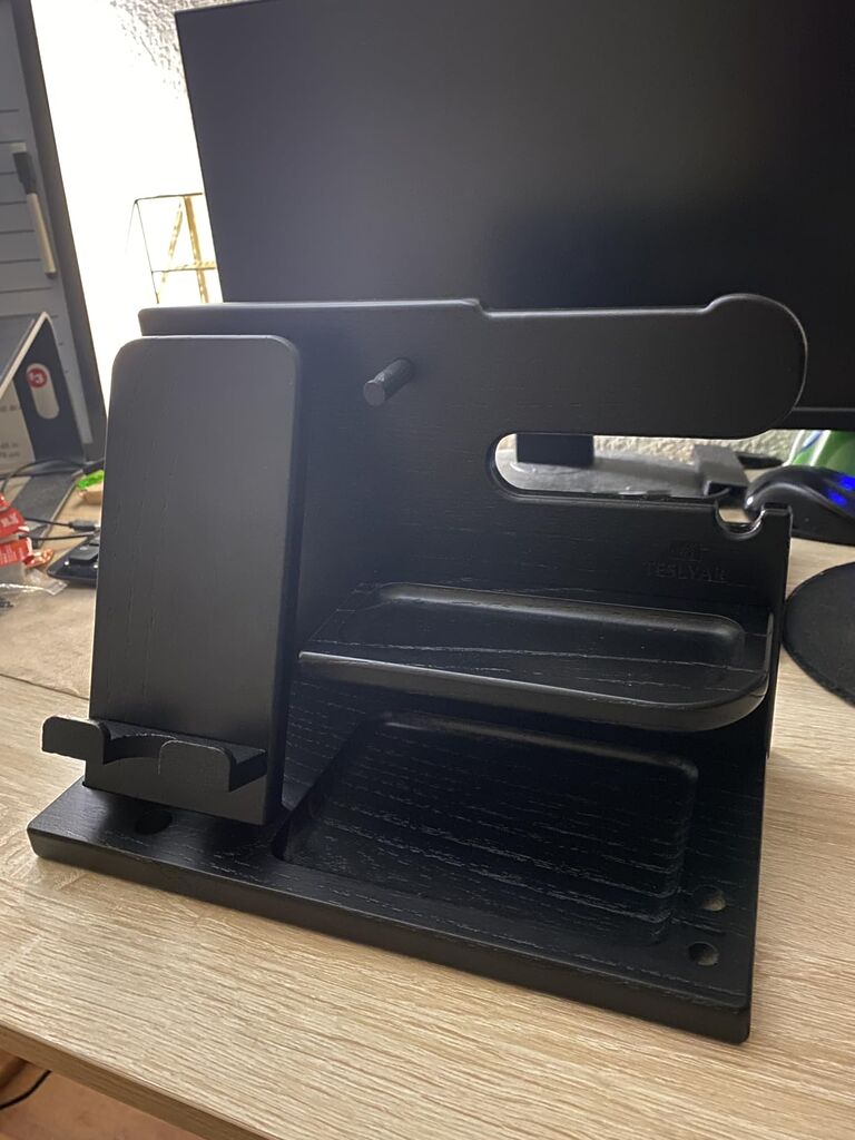 TESLYAR Wood Phone Docking Station for Men - Desk or Nightstand Organizer customer photo 1