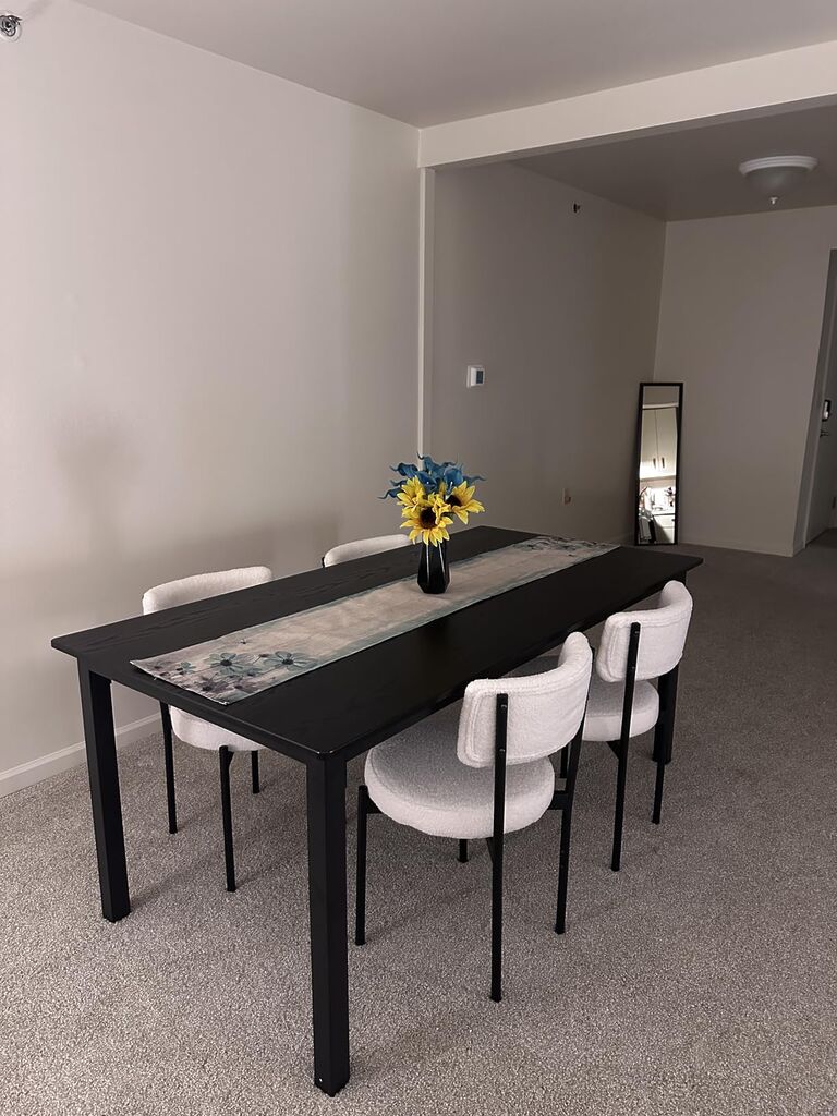 GarveeHome 70.8 in Industrial Dining Table for 6, Wooden Long Dinner Table with Mortise Tenon Design, Kitchen Table with Sturdy Metal Legs, Retro customer photo 2