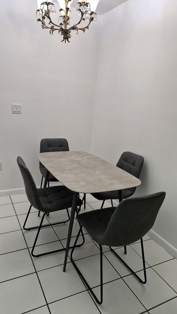 47.2'' Dining Table Set for 4, Modern Wood Dining Table, Leather Dining Chairs 4, Table and Chairs Set of 4, Ideal for Kitchen Dining Room customer photo 1