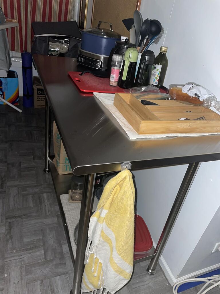 All-Stainless Steel Prep Table, 24 X 48 Inch, with Rounded-Corner Backsplash and Adjustable Undershelf, Heavy-Duty for Outdoor Use customer photo 1