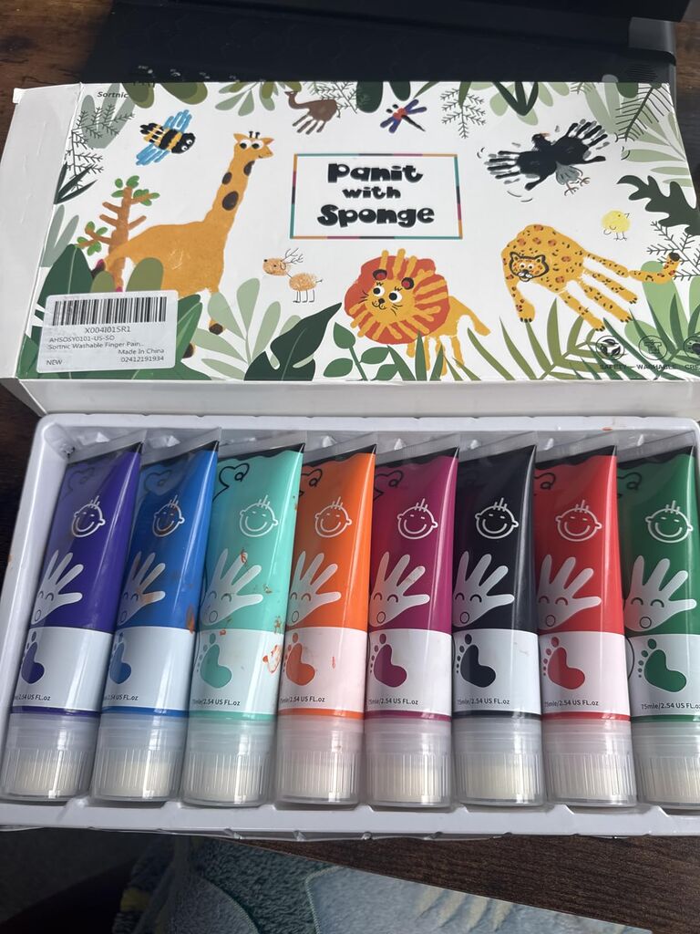Washable Finger Paint for Toddlers 1-3, Non Toxic Kids Finger Paint Set, 12 Vibrant Colors (1.22 fl oz), Baby Safe Toddler Art Supplies, Sensory Preschool Learning Easter Gift for Boys Girls customer photo 2