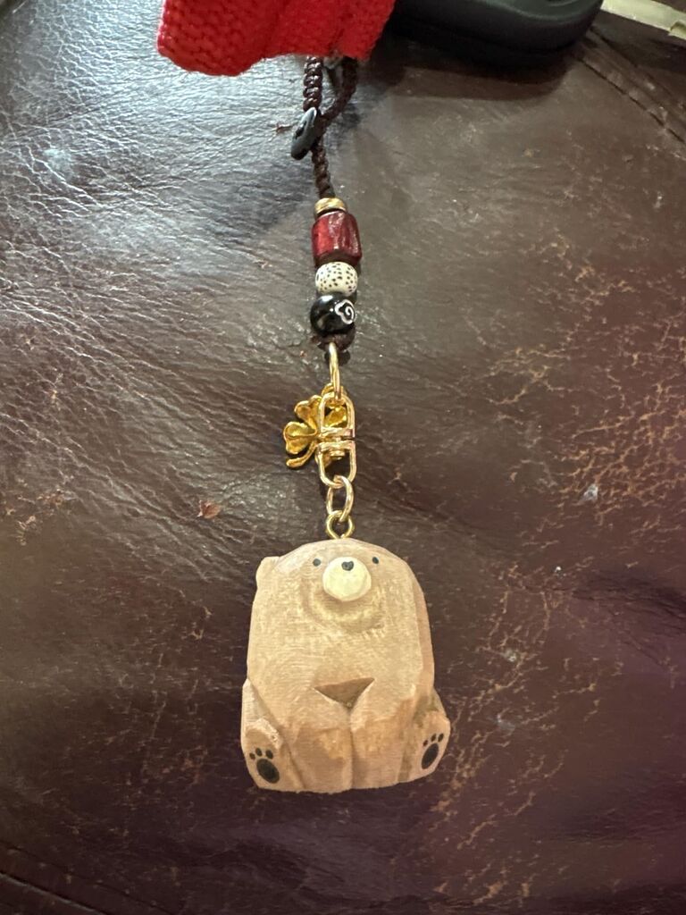 Handmade Wooden Bear & Horse Keychain with Four-Leaf Clover Charm, Cute Animal Lucky Keyring Gift customer photo 1