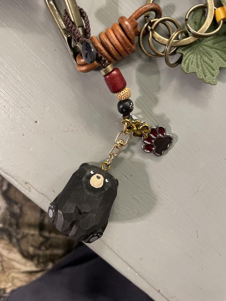 Handmade Wooden Bear & Horse Keychain with Four-Leaf Clover Charm, Cute Animal Lucky Keyring Gift customer photo 2