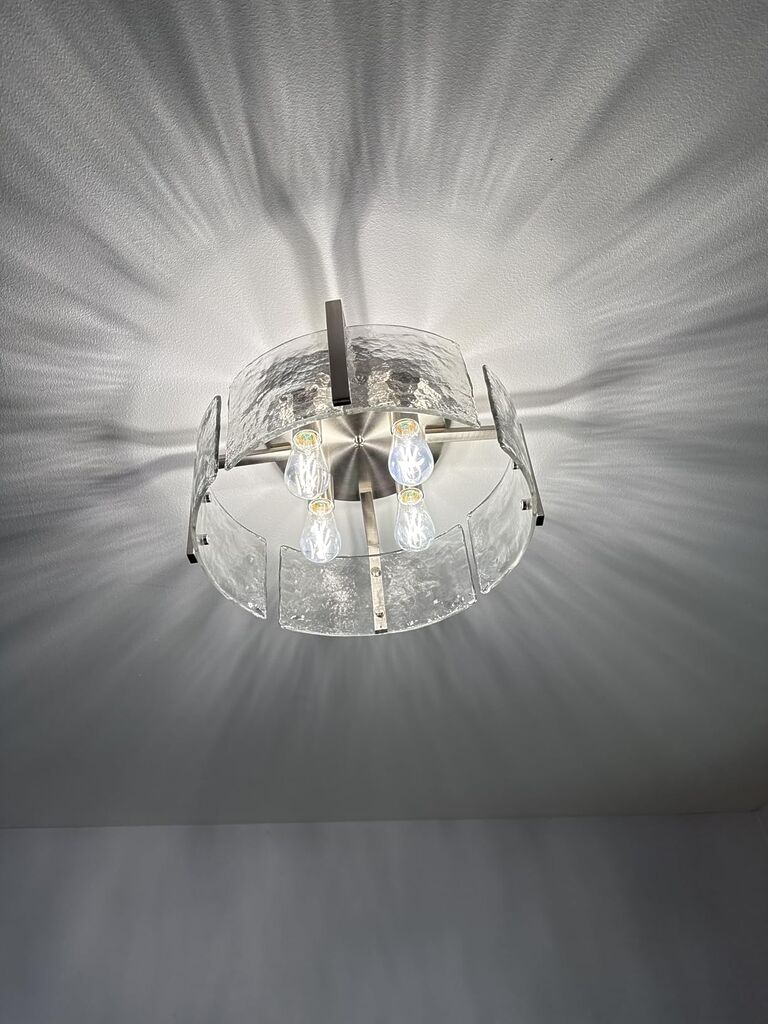 15'' Modern Gold Semi Flush Mount Ceiling Light, 3-Light Glass Drum Light Fixtures, Ceiling Lights for Hallway Entryway Foyer Bedroom Kitchen Island customer photo 1