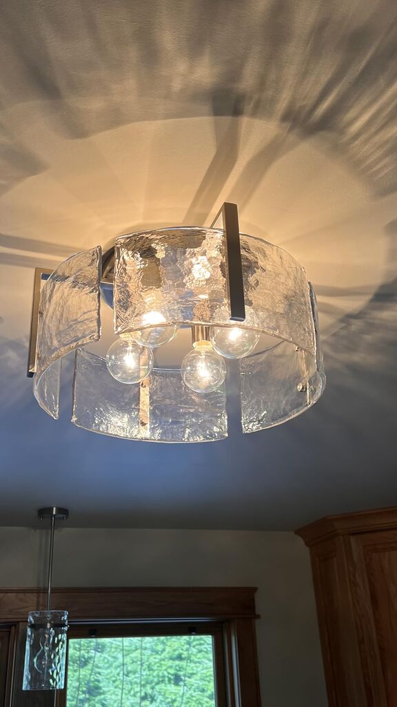 15'' Modern Gold Semi Flush Mount Ceiling Light, 3-Light Glass Drum Light Fixtures, Ceiling Lights for Hallway Entryway Foyer Bedroom Kitchen Island customer photo 2