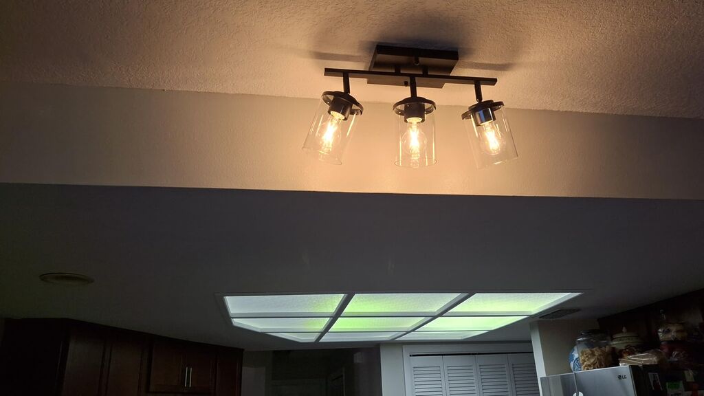 FadimiKoo 3-Lights Semi Flush Mount Ceiling Light, Adjustable Kitchen Light Fixtures Ceiling Mount with Clear Glass Shades, Rotatable Black Track Lighting Fixtures for Hallway, Foyer, Bedroom customer photo 1