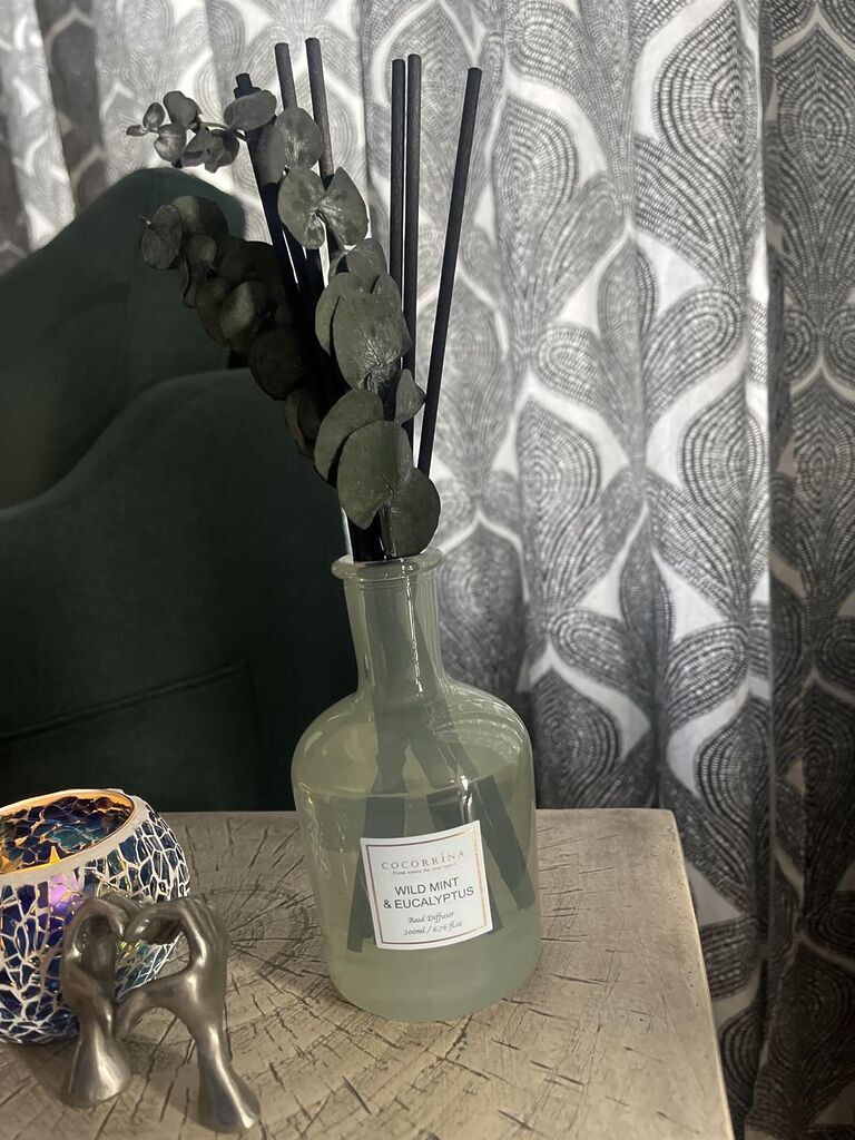 COCORRÍNA Eucalyptus & Wild Mint Reed Diffuser - 6.76 oz Essential Oil with 8 Reeds & Real Eucalyptus Sticks, Home Fragrance for Bedroom or Bathroom Décor customer photo 1