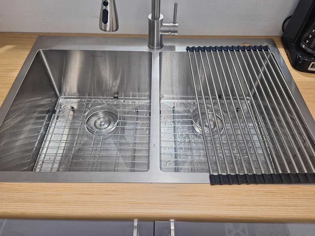 33 Inch Undermount Kitchen Sink - Funmier 33 x 19 Undermount Kitchen Sinks Stainless Steel 16 Gauge Single Bowl Under Mount Deep Basin Handmade with Offset Drainer customer photo 1