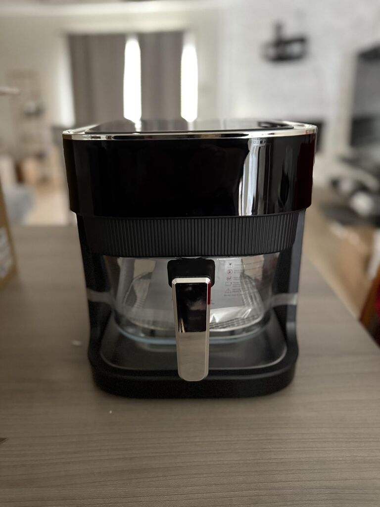 Glass Air Fryer 4.5 Qt, Non-Toxic Borosilicate Glass Basket with 360° View, Upgraded Food-Grade Stainless Steel Tray, 8-in-1 One-Touch Presets, Teflon-Free & Dishwasher Safe, Black customer photo 1