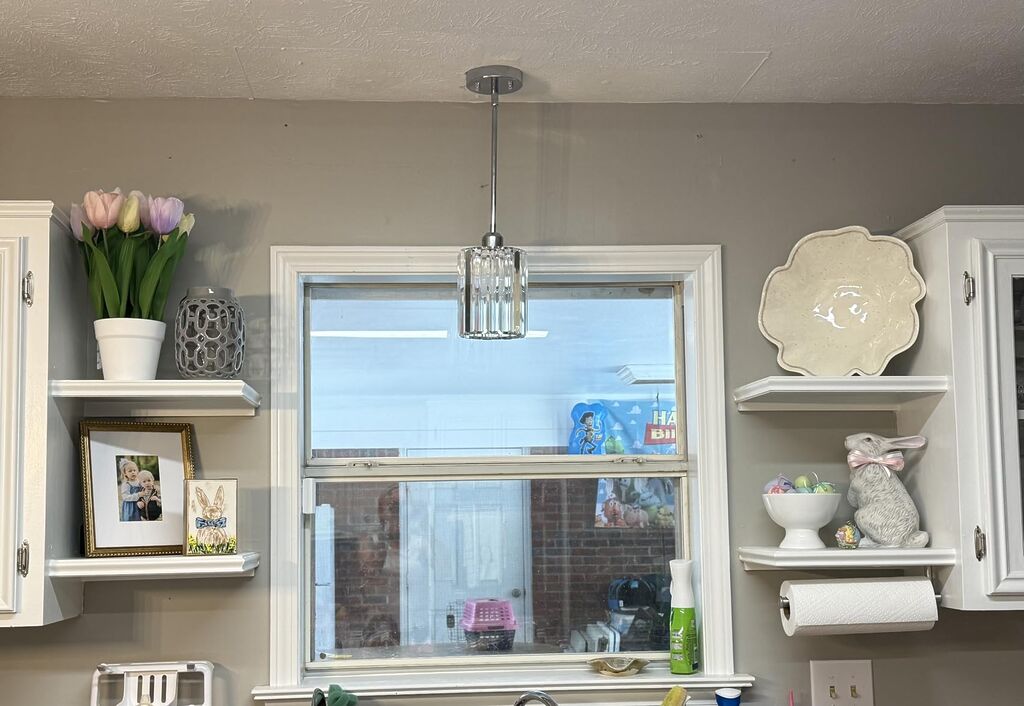 Gold Kitchen Pendant Lights Over Island with Adjustable Rods - Crystal Pendant Lighting Fixtures for Sloped Ceiling, Ideal Over Dining Table or Bar, E26 Bulb Compatible, No Electrician Needed customer photo 1