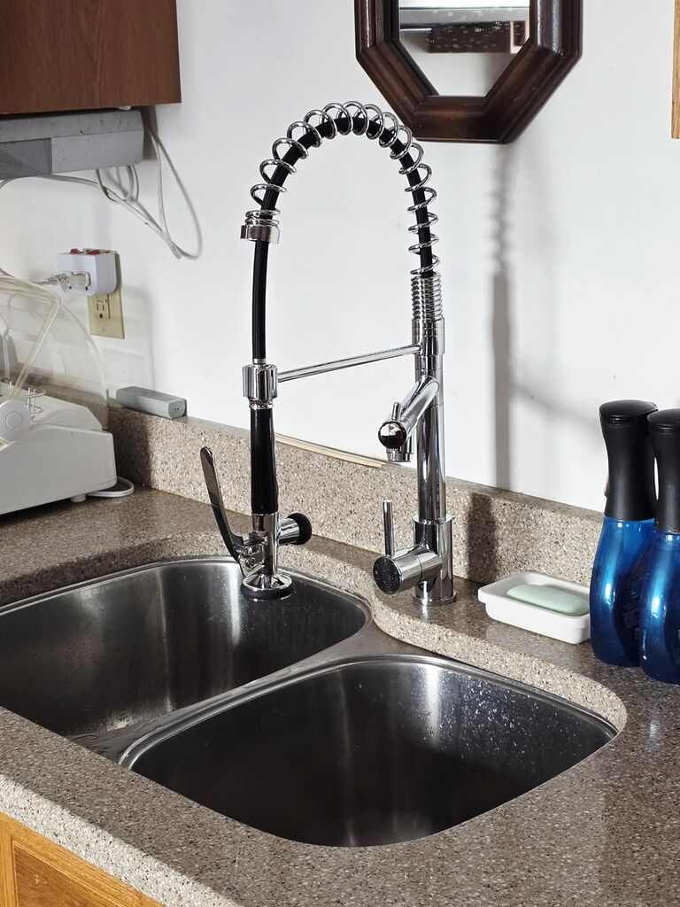 Fapully Commercial 3 Way Kitchen Faucets with Pull Down Sprayer and Water Filler,3 in 1 Kitchen Sink Faucet with Drinking Water Faucet Brushed Nickel customer photo 1