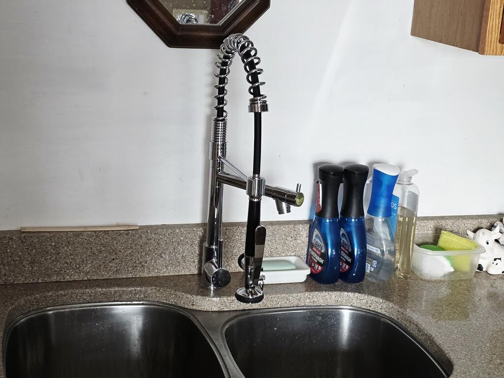 Fapully Commercial 3 Way Kitchen Faucets with Pull Down Sprayer and Water Filler,3 in 1 Kitchen Sink Faucet with Drinking Water Faucet Brushed Nickel customer photo 2