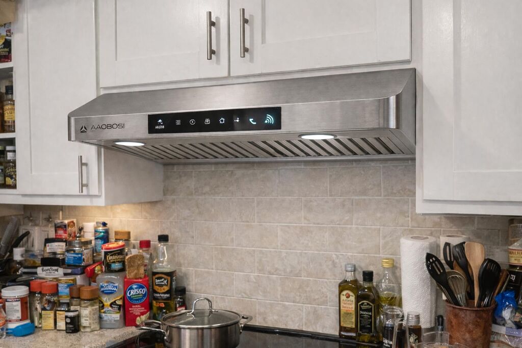 AAOBOSI Range Hood 30 inch Under Cabinet, 800-CFM Gesture Sensing/Touch Control, 3 Speed Range Hood with LED Lights customer photo 1