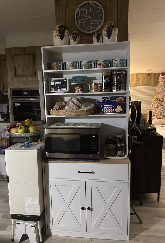 IRONCK Bakers Rack Microwave Stand with Customizable Pegboard and Storage, 71