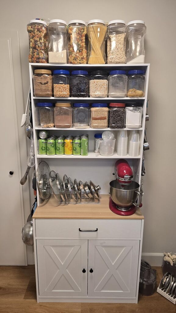 IRONCK Bakers Rack Microwave Stand with Customizable Pegboard and Storage, 71