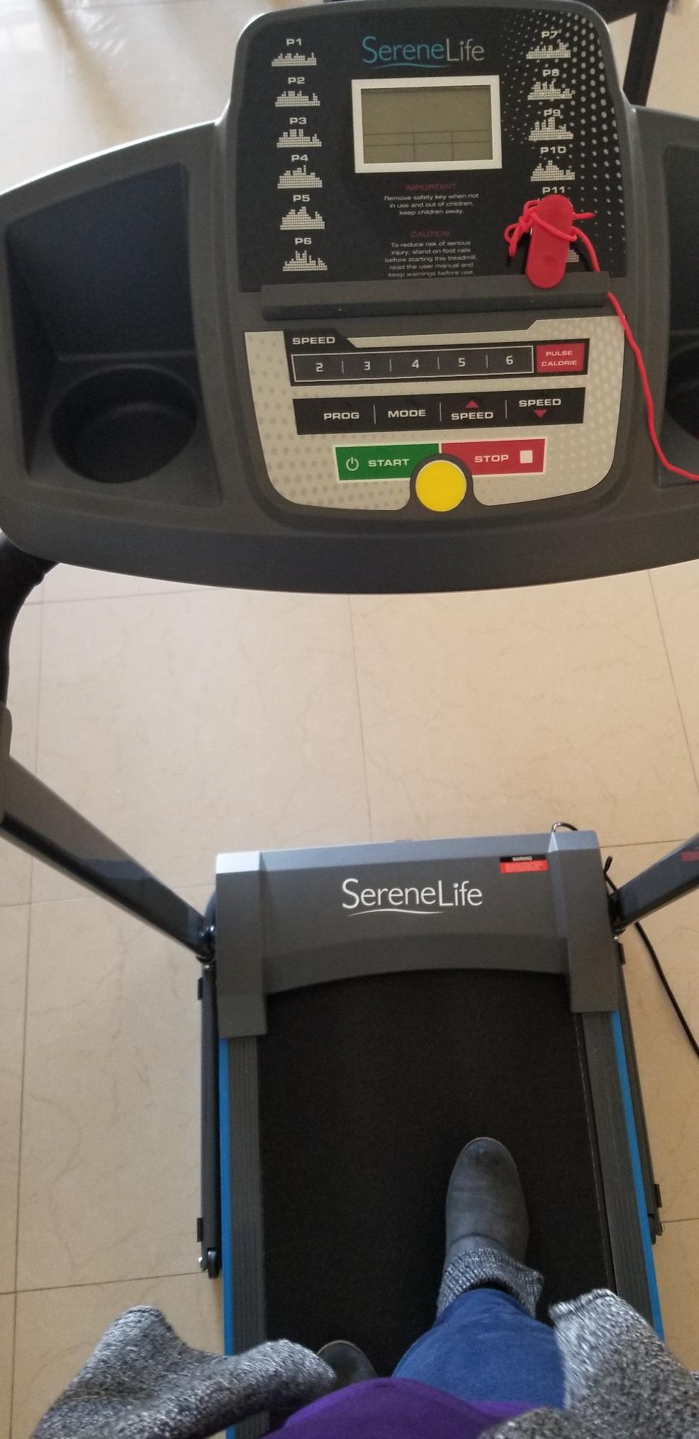 SereneLife Electric Folding Treadmill Exercise Machine - Smart Compact Digital Workout Fitness Trainer w/Bluetooth App Sync, Manual Incline Adjustment, for Walking, Running, Gym customer photo 2