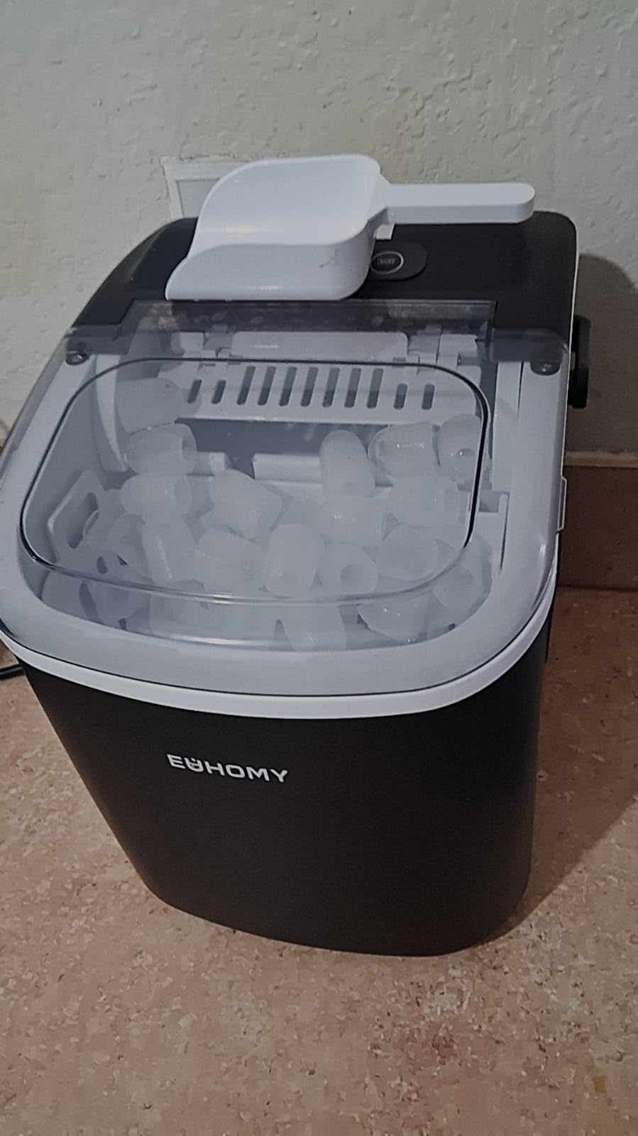 EUHOMY Countertop Ice Maker Machine with Handle, 26lbs in 24Hrs, 9 Ice Cubes Ready in 6 Mins, Auto-Cleaning Portable Ice Maker with Basket and Scoop, for Home/Kitchen/Camping/RV customer photo 2