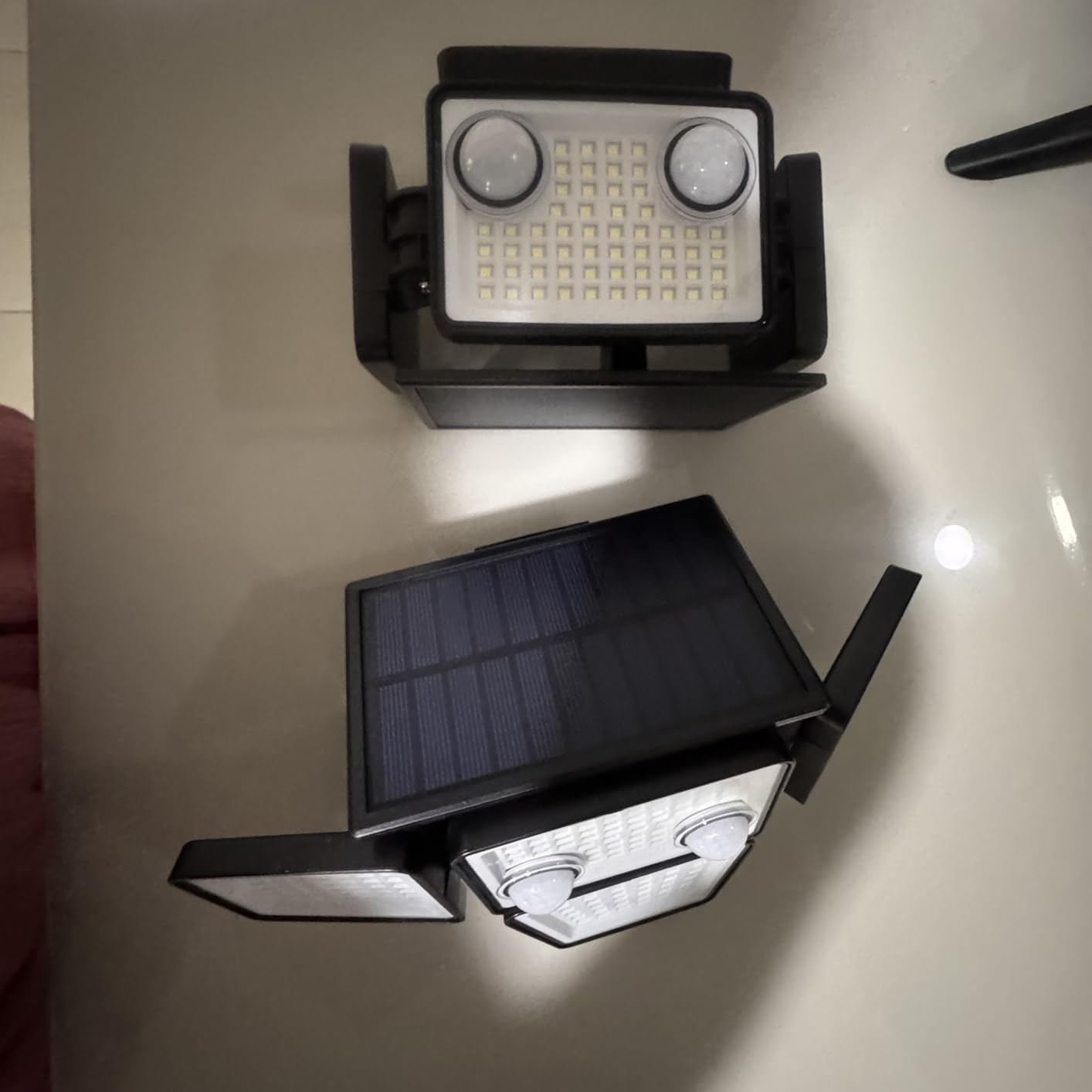 LYWALT Solar Outdoor Lights - 3000LM 188 LED Motion Sensor Outdoor Lights, 4 Heads Security Light, IP65 Waterproof, Easy Install, 270-Degree Wide Angle Flood Wall Light with 3 Modes for Backyard Yard (2 Pack) customer photo 2