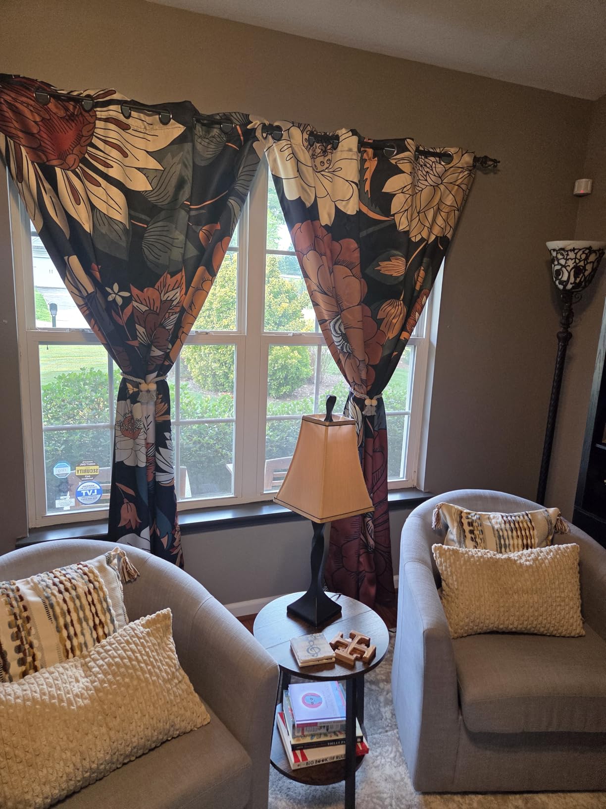 Tyrot Black Boho Floral 100% Blackout Curtains for Bedroom 84 inch Long 2 Panels customer photo 1