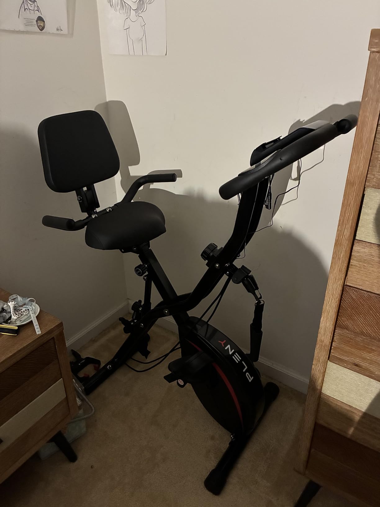 Pleny Folding Exercise Bike, 5 IN 1 Stationary Bikes for Home 6.6 LBS Flywheel, 330LB Weight Capacity Back Support Cushion Indoor Workout Cycling Bike customer photo 2