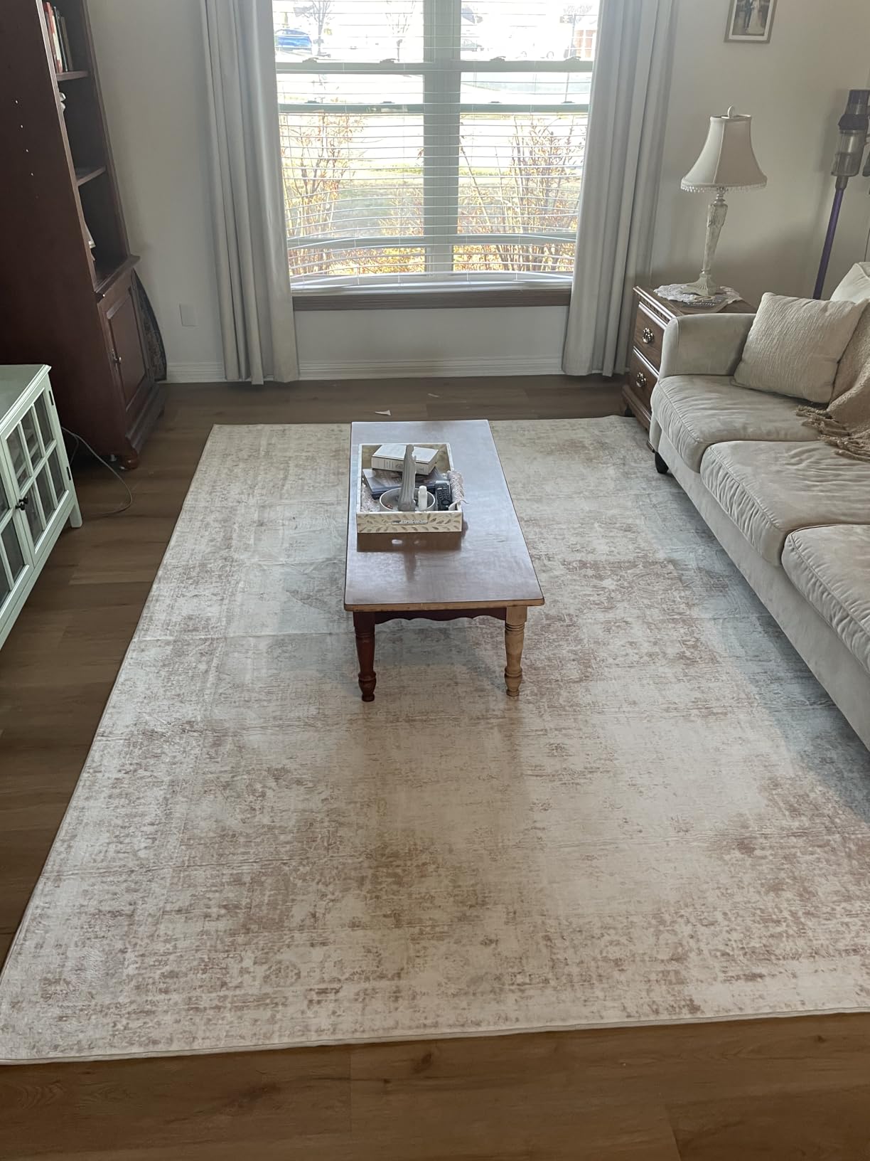 Area Rug 8x10 Washable Rug, Vintage Boho Medallion Rugs Non-Slip Soft Low Pile Large Distressed Rug Indoor Retro Carpet for Living Room Bedroom Dining Room Office Children's Room (Beige, 8'x10') customer photo 2