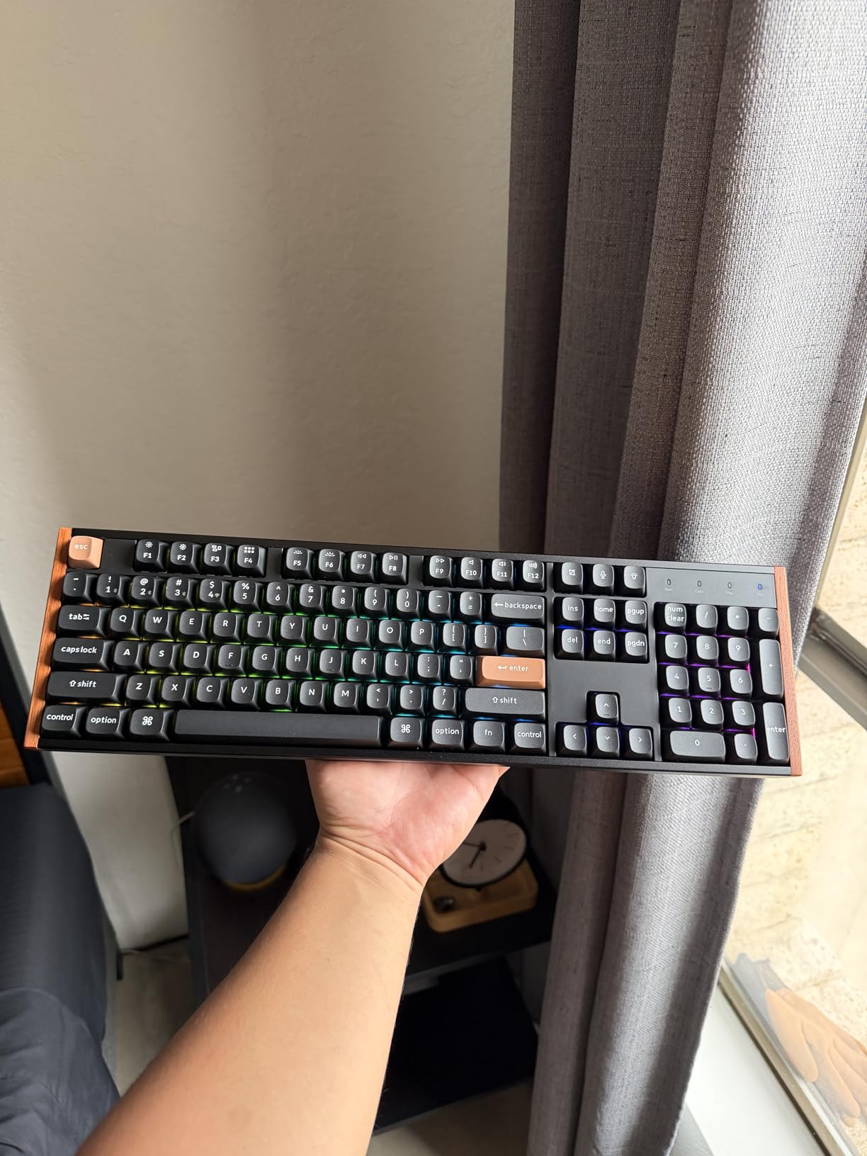 Keychron K10 HE Hall Effect Keyboard, Gateron Double-Rail Nebula Magnetic Switch, Full-Size Tri-Mode Wireless Keyboard with Rapid Trigger, RGB, Aluminum + Wood Frame customer photo 1