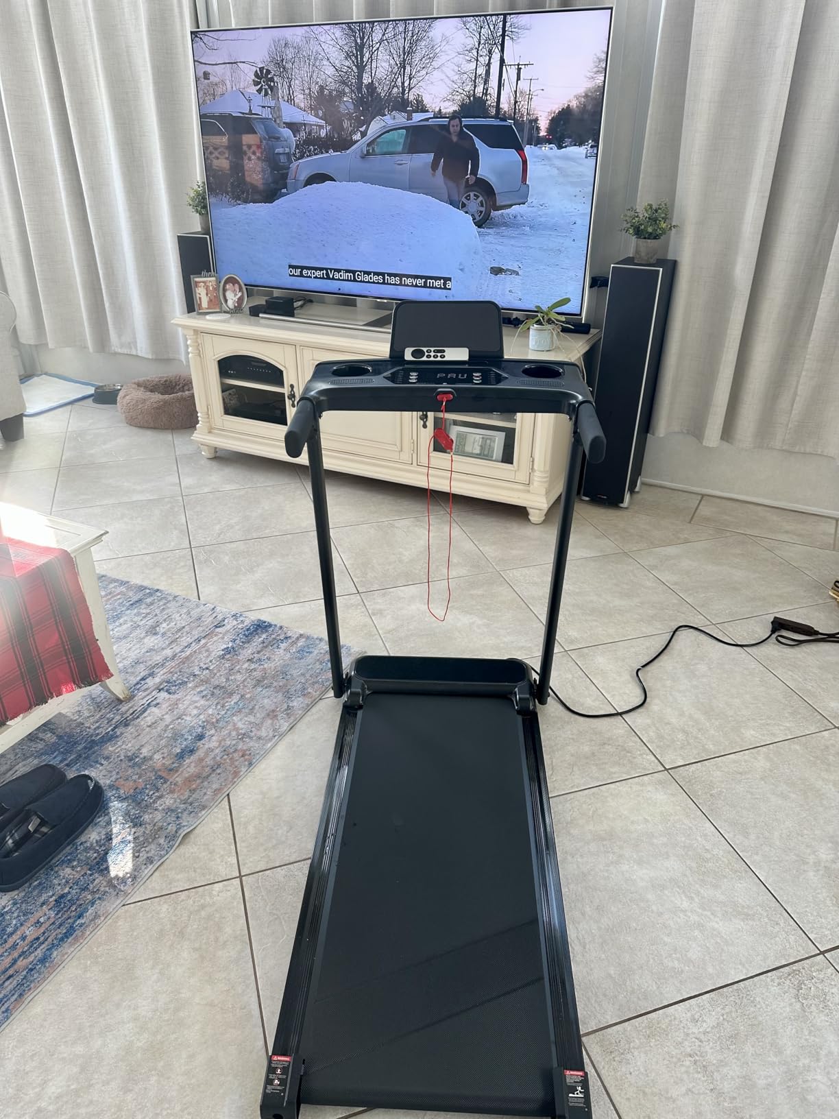 Aiteid Treadmill with Incline, 3.0HP Small Treadmills for Home, Portable Electric Treadmill with Handles, Lightweight Walking Pad, Compact Running Treadmills, Walking Pad with Handle, 300LBS Capacity customer photo 2