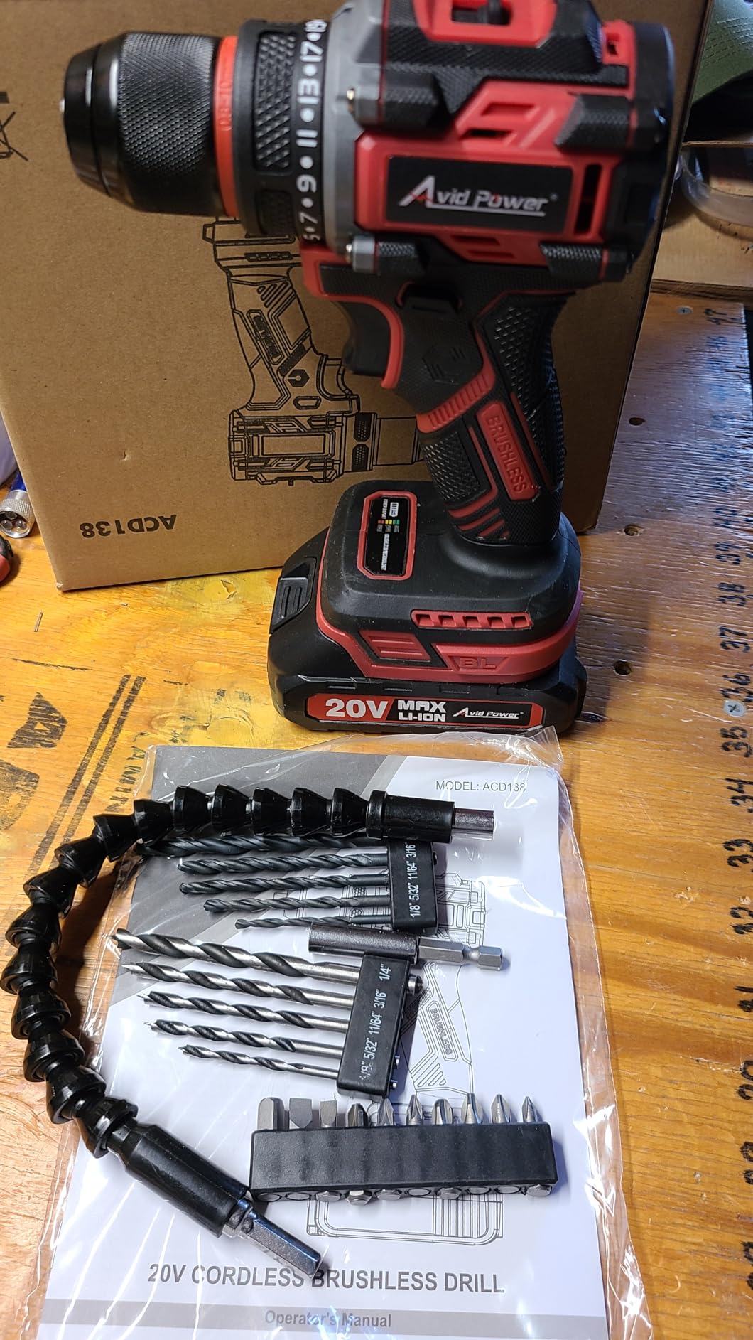 AVID POWER Brushless Power Drill Set, 20V Cordless Drill Driver Kit with 2.0Ah Battery and Charger, 3/8-Inch Metal Chuck, 355 In-lbs Torque, 2-Variable Speed, 26 Position and 22pcs Accessories customer photo 2