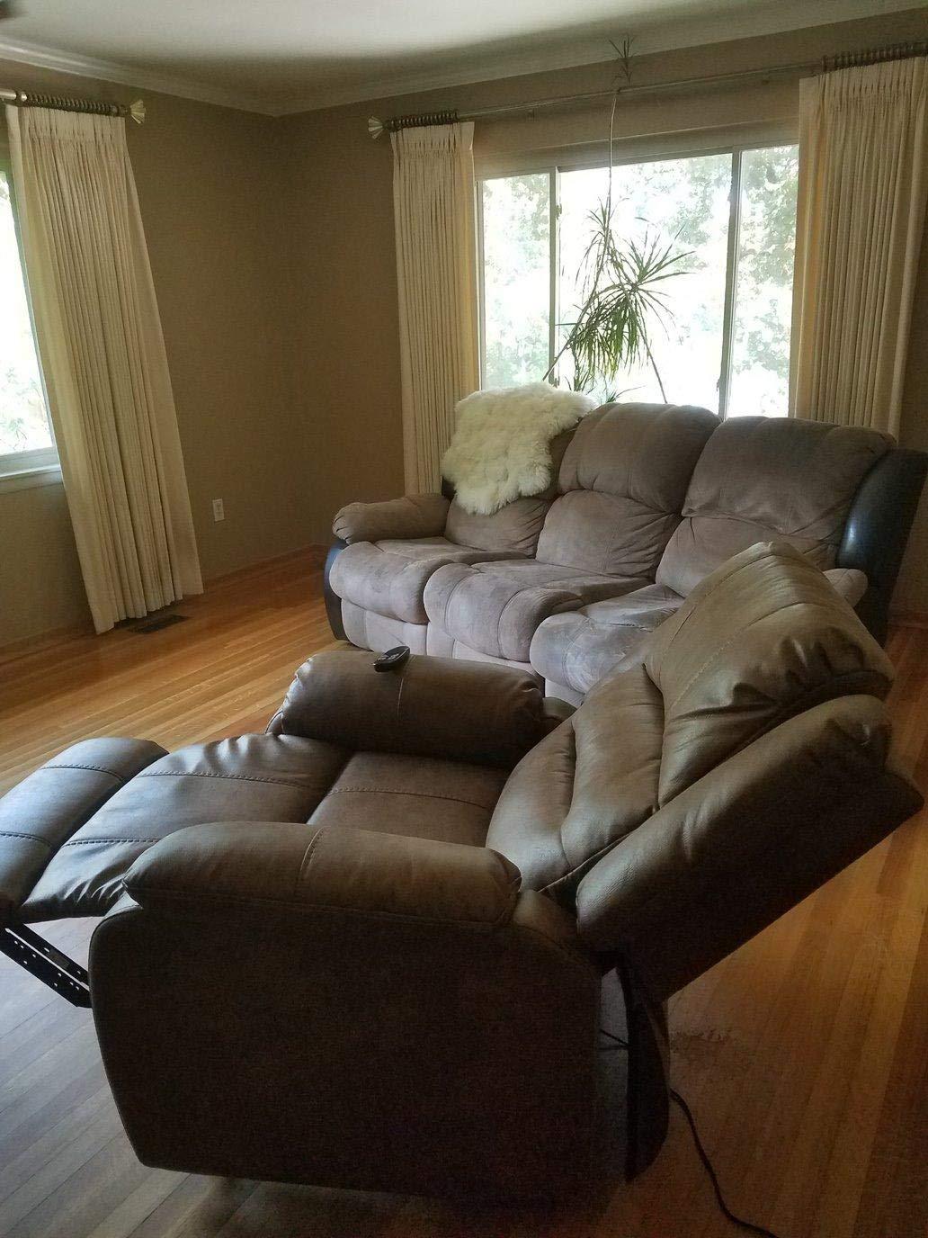 Signature Design by Ashley Crestmeade Modern Dual Motor Power Lift Recliner with Adjustable Backrest, USB Ports, Heat and Massage Function, Light Brown customer photo 2
