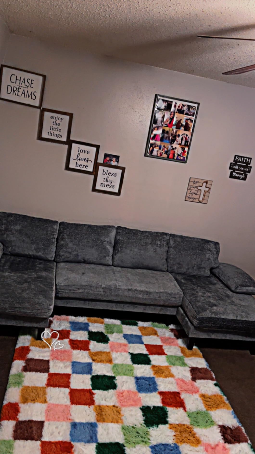 U-Shaped Sectional Couches for Living Room | 112 Inch Modern Sectional Couch | Dark Grey Chenille Sofa with Double Chaise customer photo 1